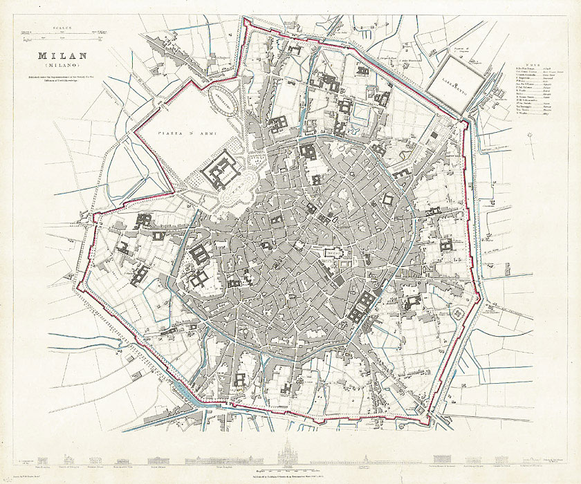 mappa milano 1832