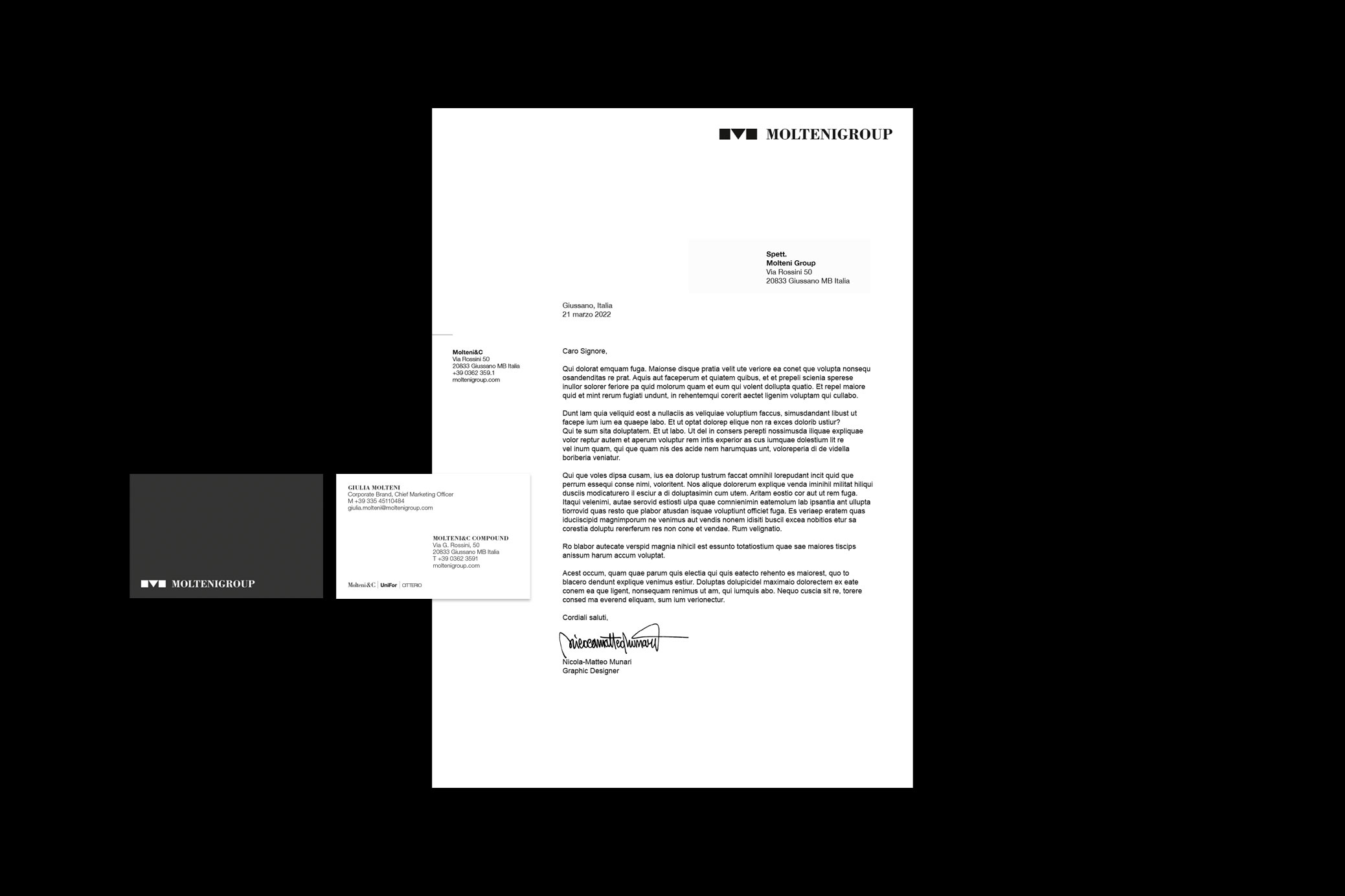 molteni group corporate identity stationery
