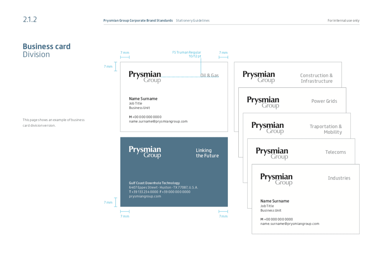 prysmian group business card